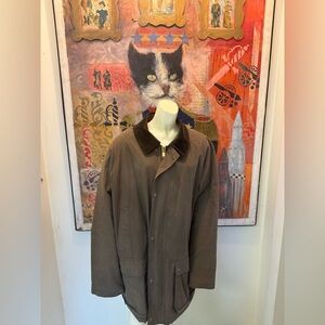 Burberry canvas Brown 3/4 Jacket corduroy collar Burberry plaid lining mens sz L